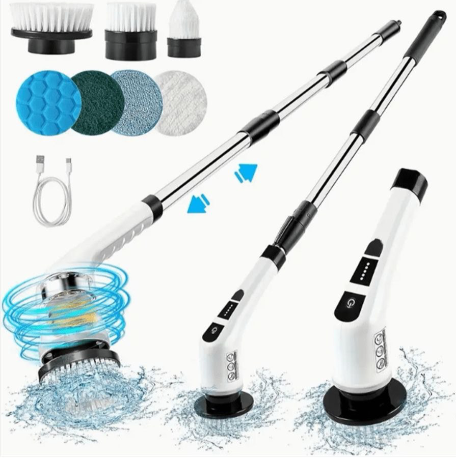 Rechargeable Electric Spin Scrubber with Extendable Handle